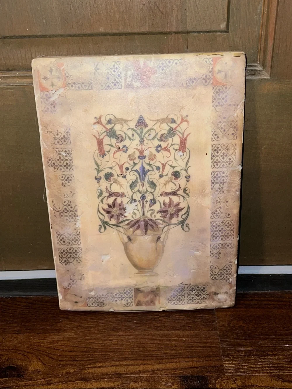 Decorative Mid Century Modern Floral Vase Ceramic Mediterranean Wall Art